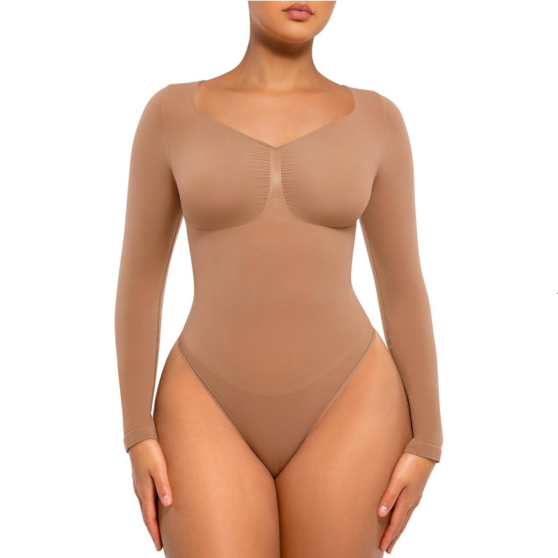 Y2k Seamless Shapewear V Neck Bodysuit Shapewear Plus-Size Butt-Lifting Seamless Shapewear For Women, Tummy Control Bodysuit - view 6
