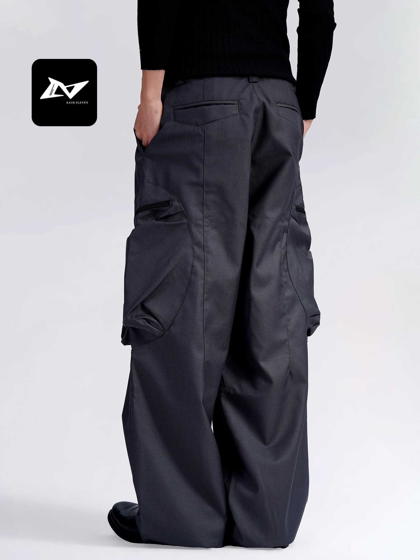 Retro workwear pants for both men and women, washed and aged with large pockets, loose and casual, wide-leg floor-length straight-leg pants J261013 - view 9