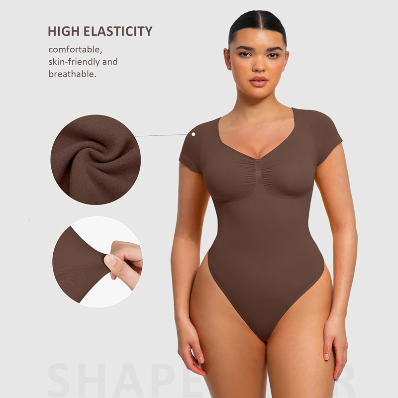 Y2k Seamless Shapewear V Neck Bodysuit Shapewear Plus-Size Butt-Lifting Seamless Shapewear For Women, Tummy Control Bodysuit - view 4