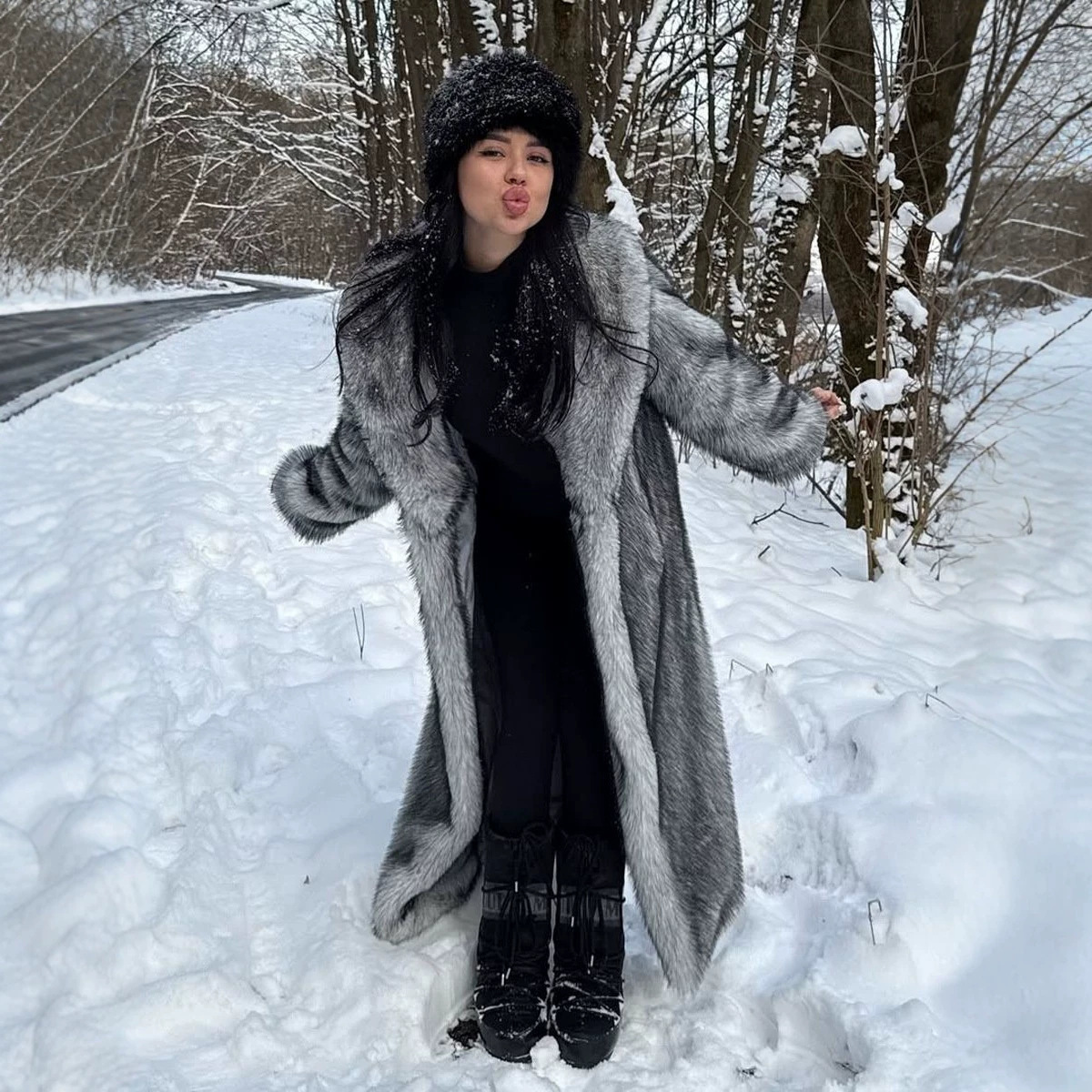 Winter Longer Faux Fur Warm Coat Long Sleeve Coat Fox Fur Faux Fur Coat womens Long Hooded Fur all-in-one Fur Coat S-XXXXXL 240919 - view 4