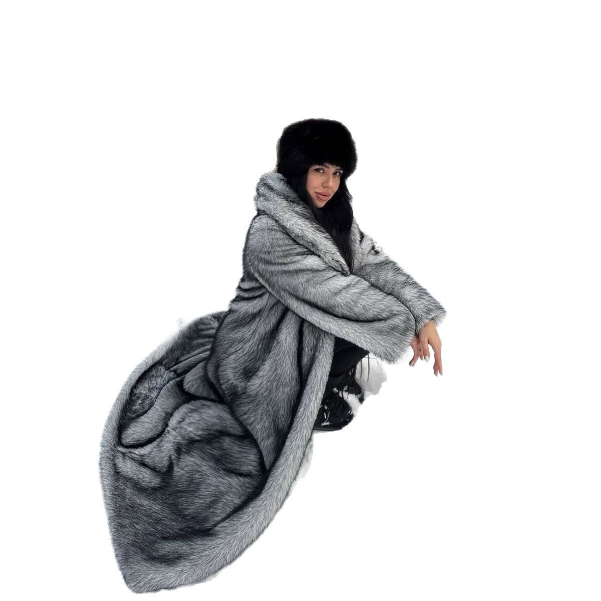 Winter Longer Faux Fur Warm Coat Long Sleeve Coat Fox Fur Faux Fur Coat womens Long Hooded Fur all-in-one Fur Coat S-XXXXXL 240919 - view 6