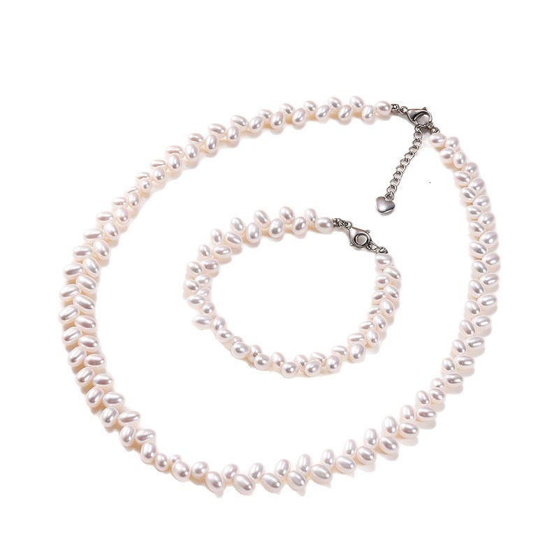 Dainashi 925 Sterling Silver Natural Freshwater Pearl Fine Jewelry for Women Elegant Earrings and Necklace and Bracelet Set 260909 - view 6