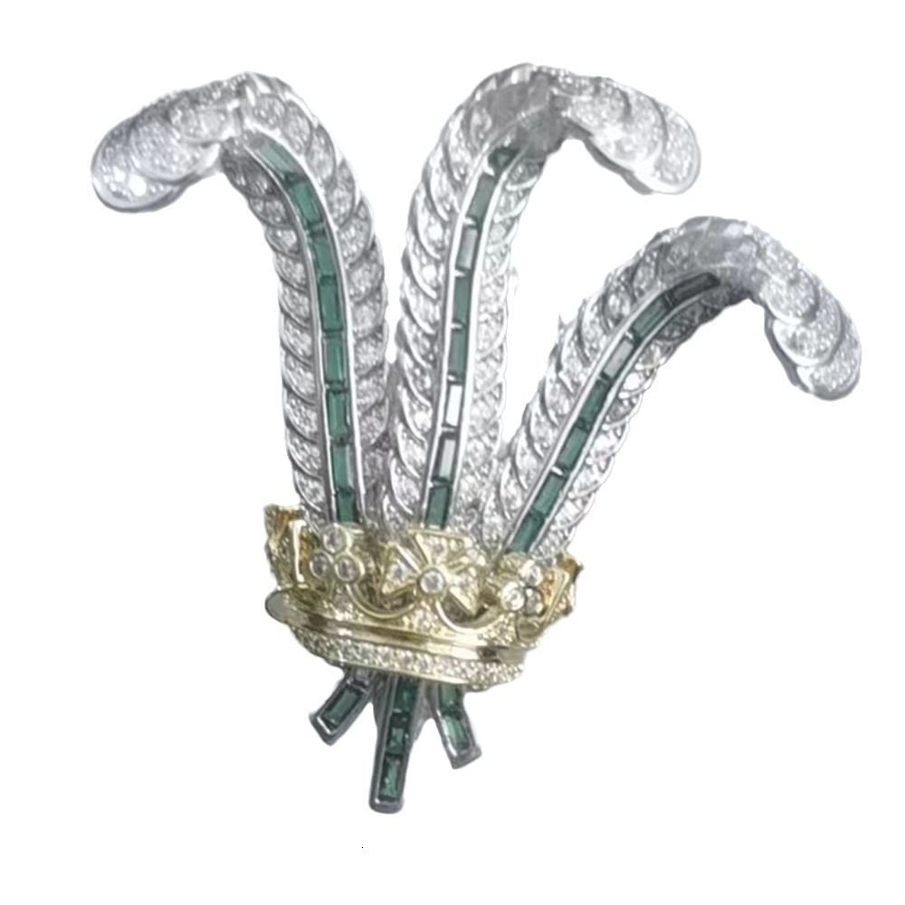 Vintage jewelry iris flower brooch high-end design duchess-style feather and crystal crown brooch accessory gift250122 - view 6