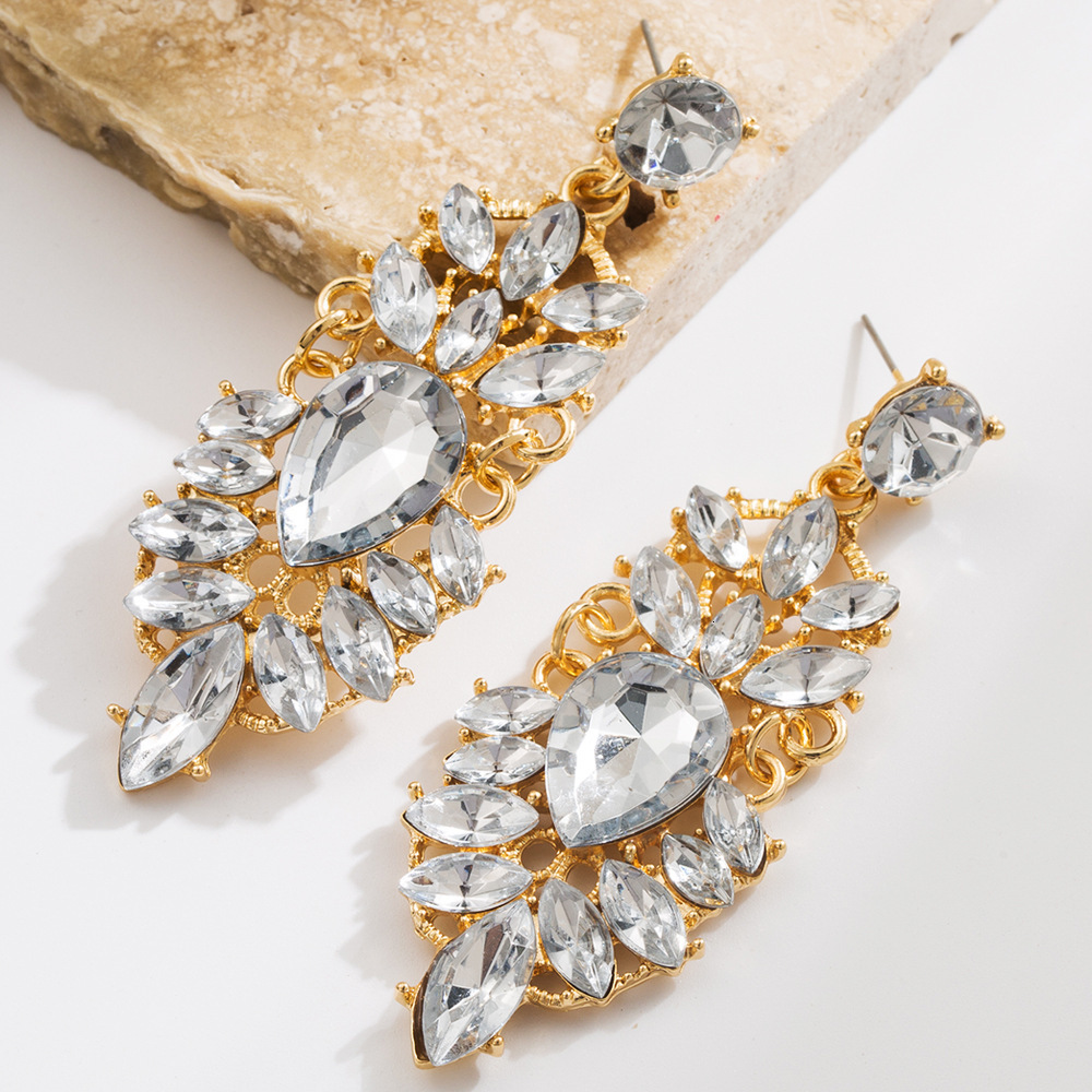 Long Dangle Earrings Rhinestone Claw Big GlassRhinestones Drop Earring for bride Wedding Jewelry y Shiny Women Earing Gift 260828 - view 4
