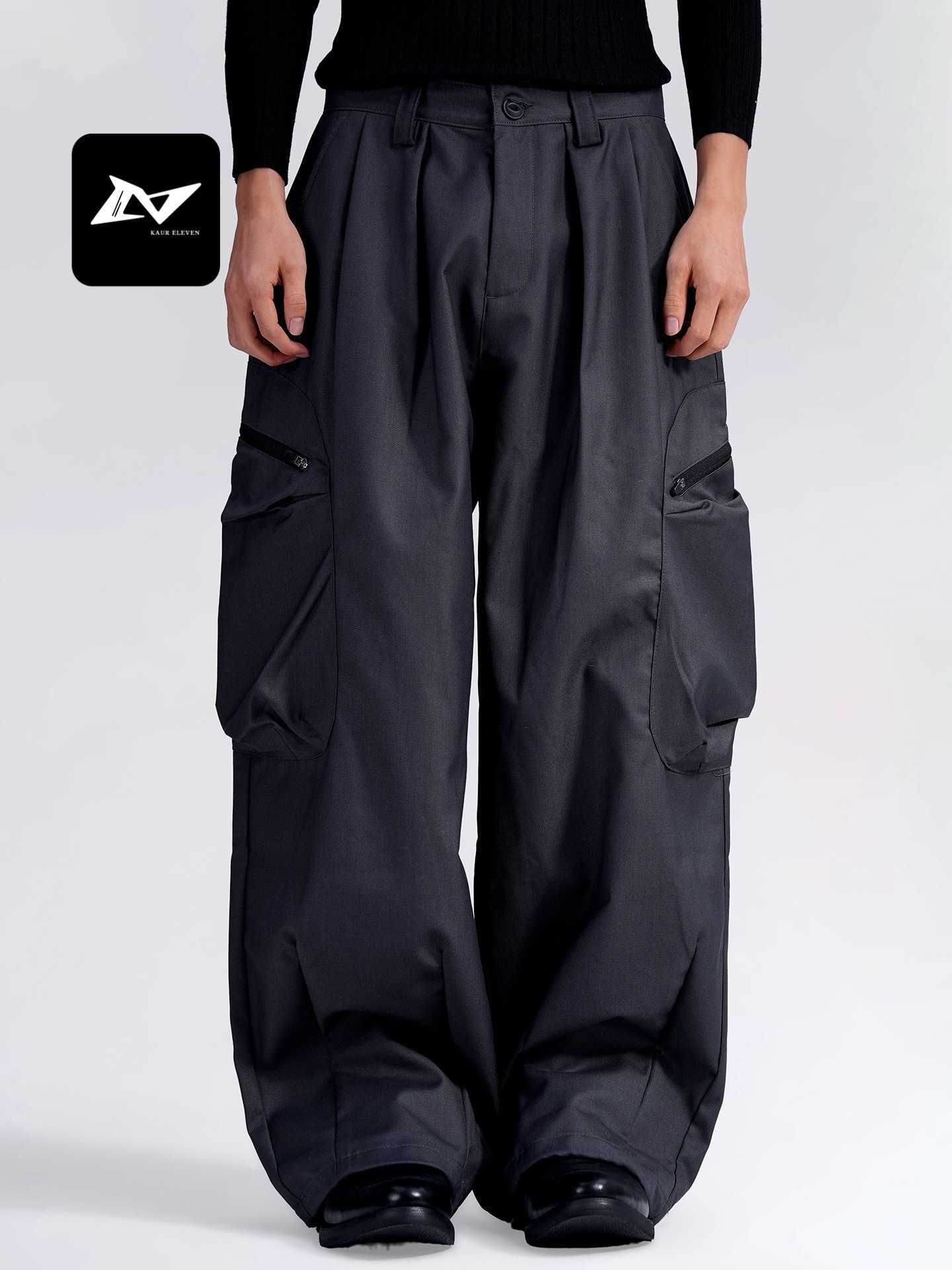 Retro workwear pants for both men and women, washed and aged with large pockets, loose and casual, wide-leg floor-length straight-leg pants J261013 - view 7