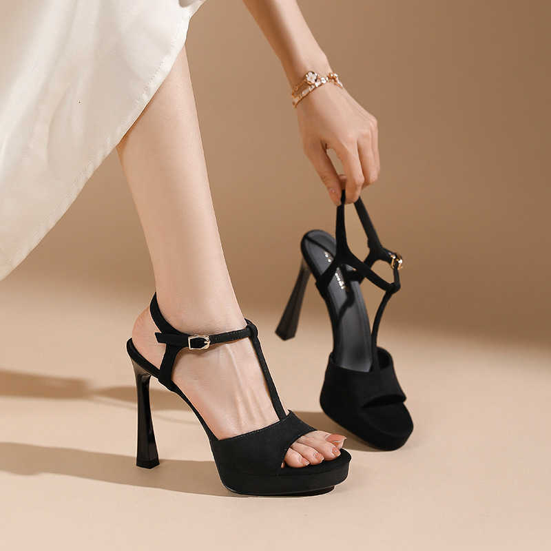Sexy leopard print T-shaped platform high heel sandals for women, waterproof platform, thin heel, women's high heels H261014 - view 3