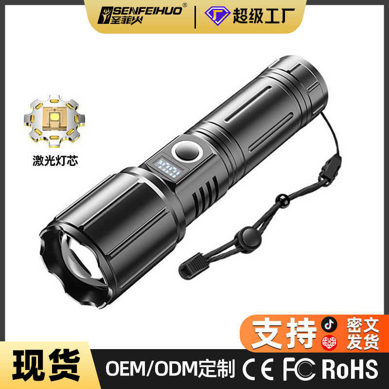 Strong Light White Laser LEP Flashlight Type C Rechargeable Long Range Zoomable Lamp for Outdoor Adventure Camping Hiking Z260228 - view 3