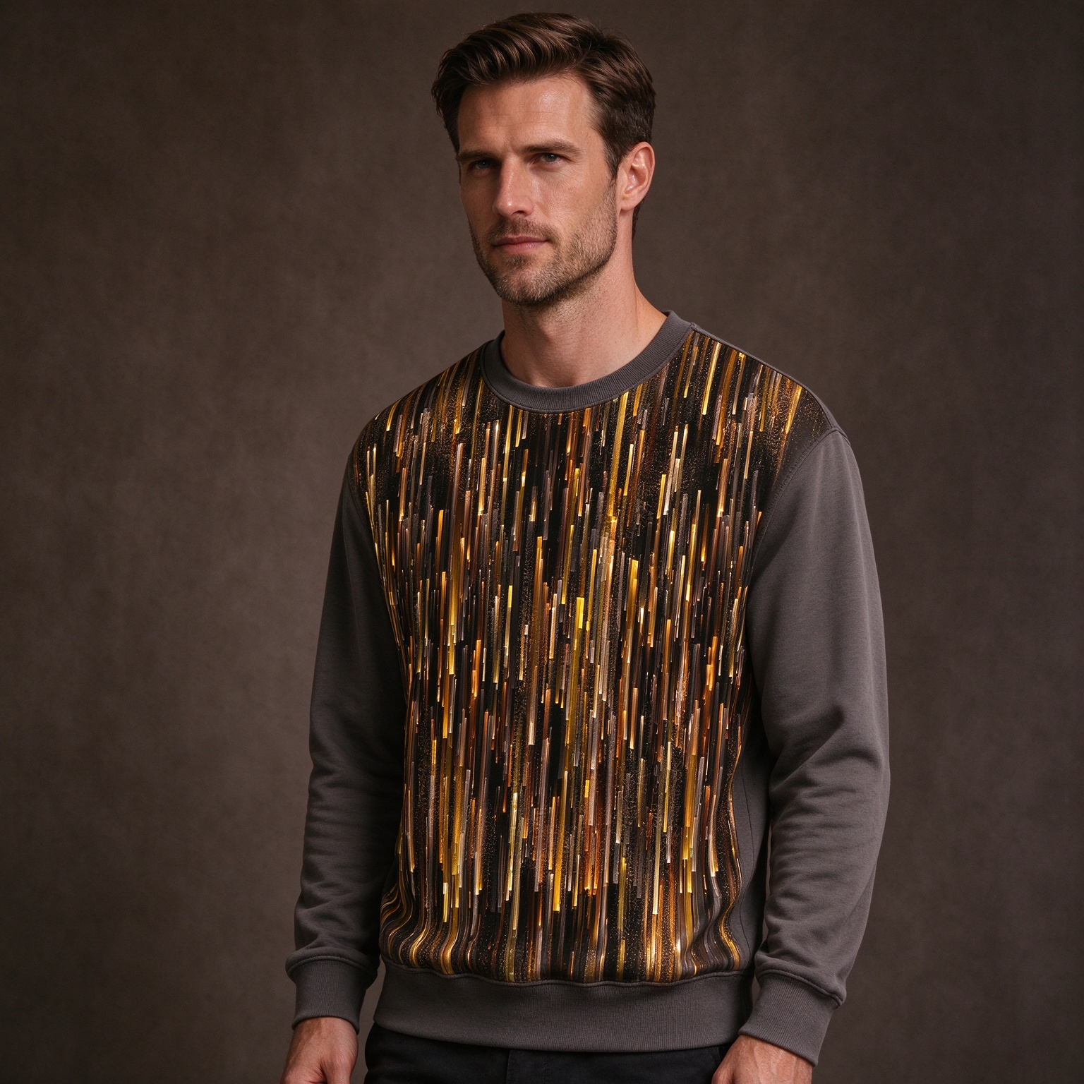 Men's Long-Sleeve Hoodies, Unique-Print Crewneck Tops