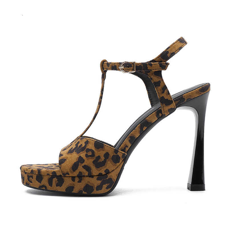 Sexy leopard print T-shaped platform high heel sandals for women, waterproof platform, thin heel, women's high heels H261014 - view 6