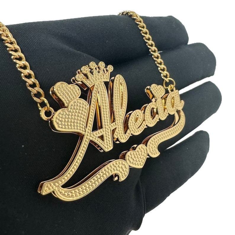 Customized Name Necklaces Double Layer Necklace Stainless Steel Chain For Women Personalized Hip Hop Pendant 241014 - view 6