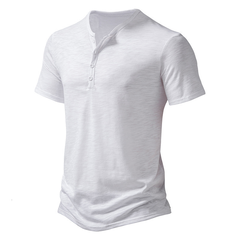 Summer Men Henley Collar Tshirts Button Slim Casual Male Solid Color Short Sleeve Men Sports Tshirt Polo shirt Tops250828 - view 7