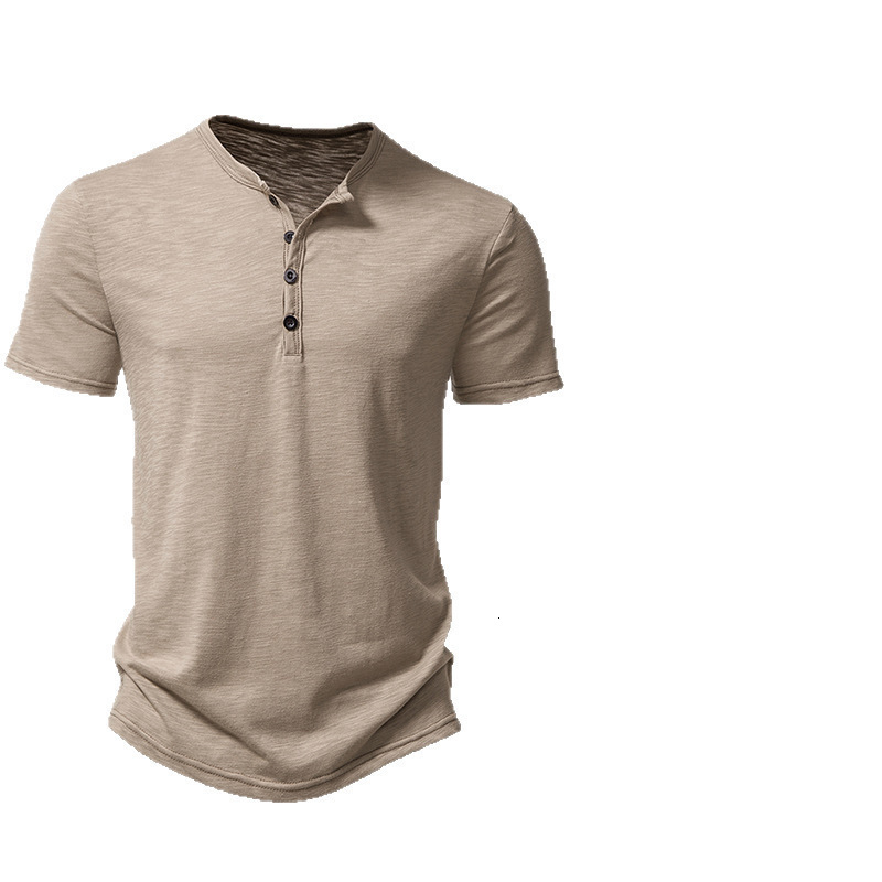 Summer Men Henley Collar Tshirts Button Slim Casual Male Solid Color Short Sleeve Men Sports Tshirt Polo shirt Tops250828 - view 6
