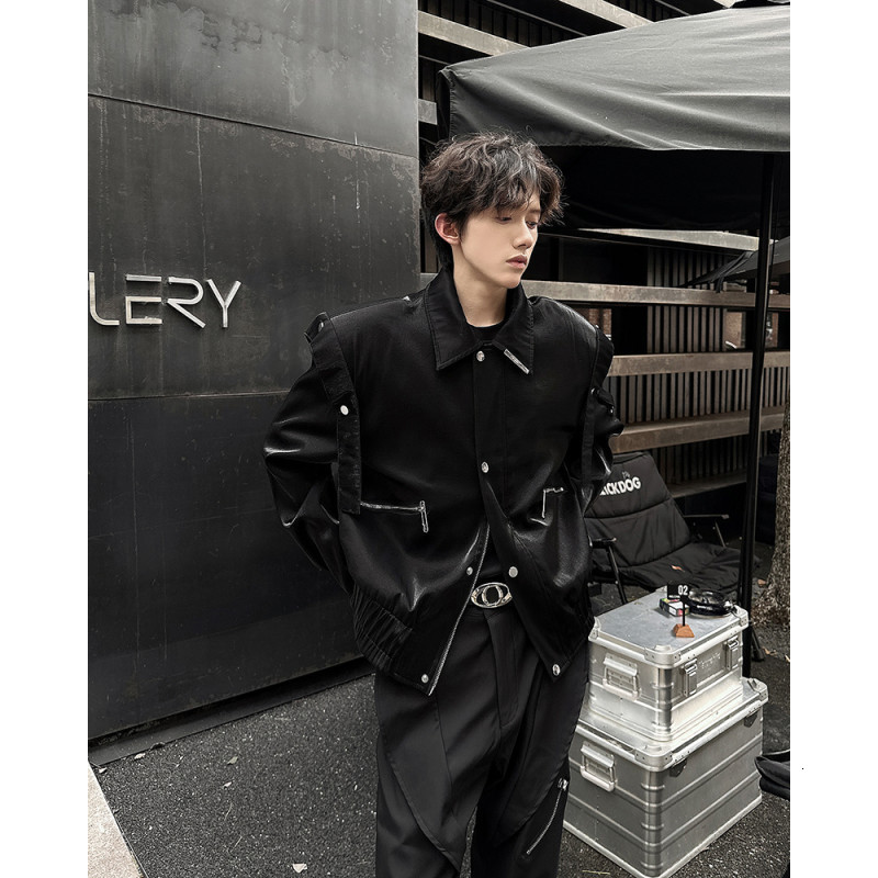 Trend Men Motorcycle Clothing Leather Jacket Short Lapel Pu Outerwear Korean Style Fashion Casual Street Coat 04afea 240725 - view 7