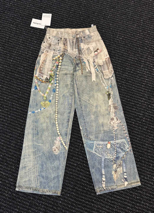 AC popular and powerful digital laser printing water-wash distressed denim Q261014 - view 5