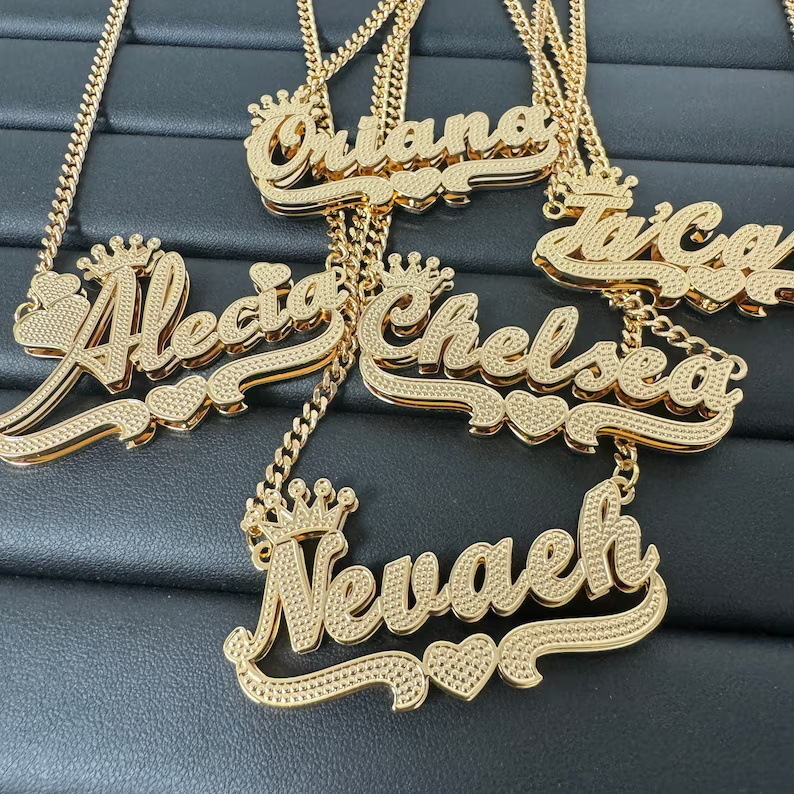Customized Name Necklaces Double Layer Necklace Stainless Steel Chain For Women Personalized Hip Hop Pendant 241014 - view 3