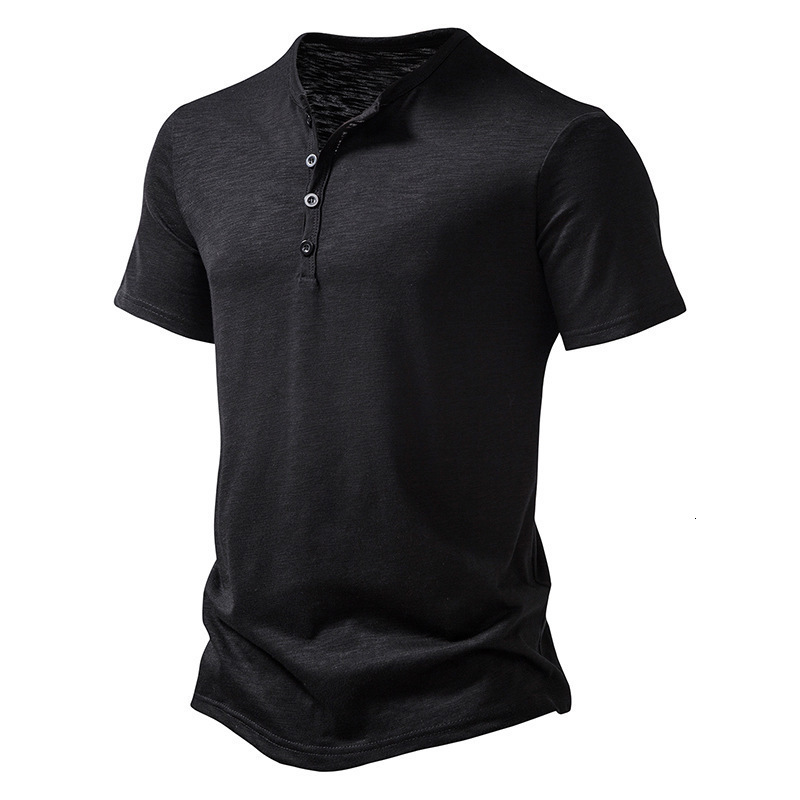 Summer Men Henley Collar Tshirts Button Slim Casual Male Solid Color Short Sleeve Men Sports Tshirt Polo shirt Tops250828 - view 8