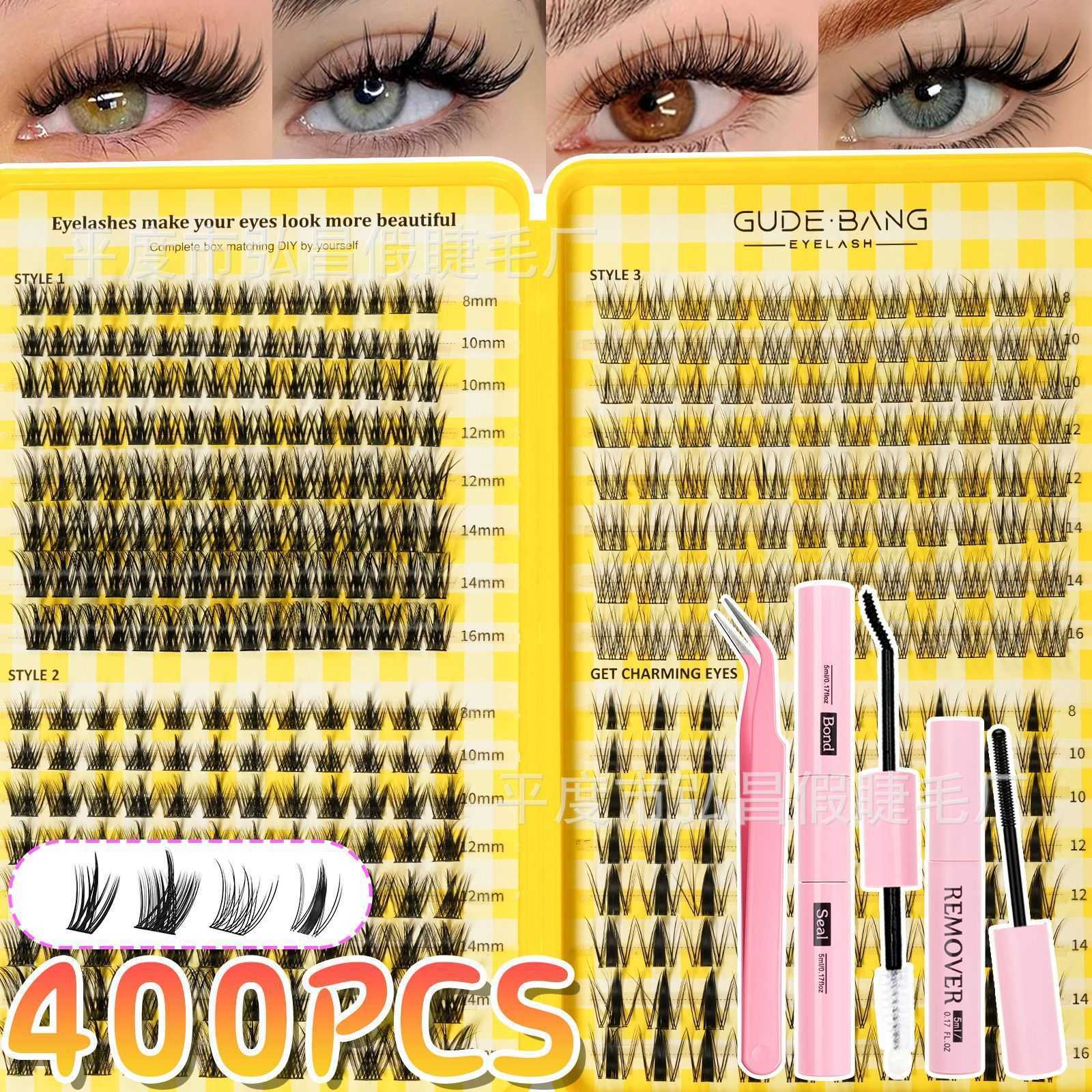 False eyelash set, 400 clusters of eyelash book, DIY single cluster thick hot melt bristles L261014 - view 4