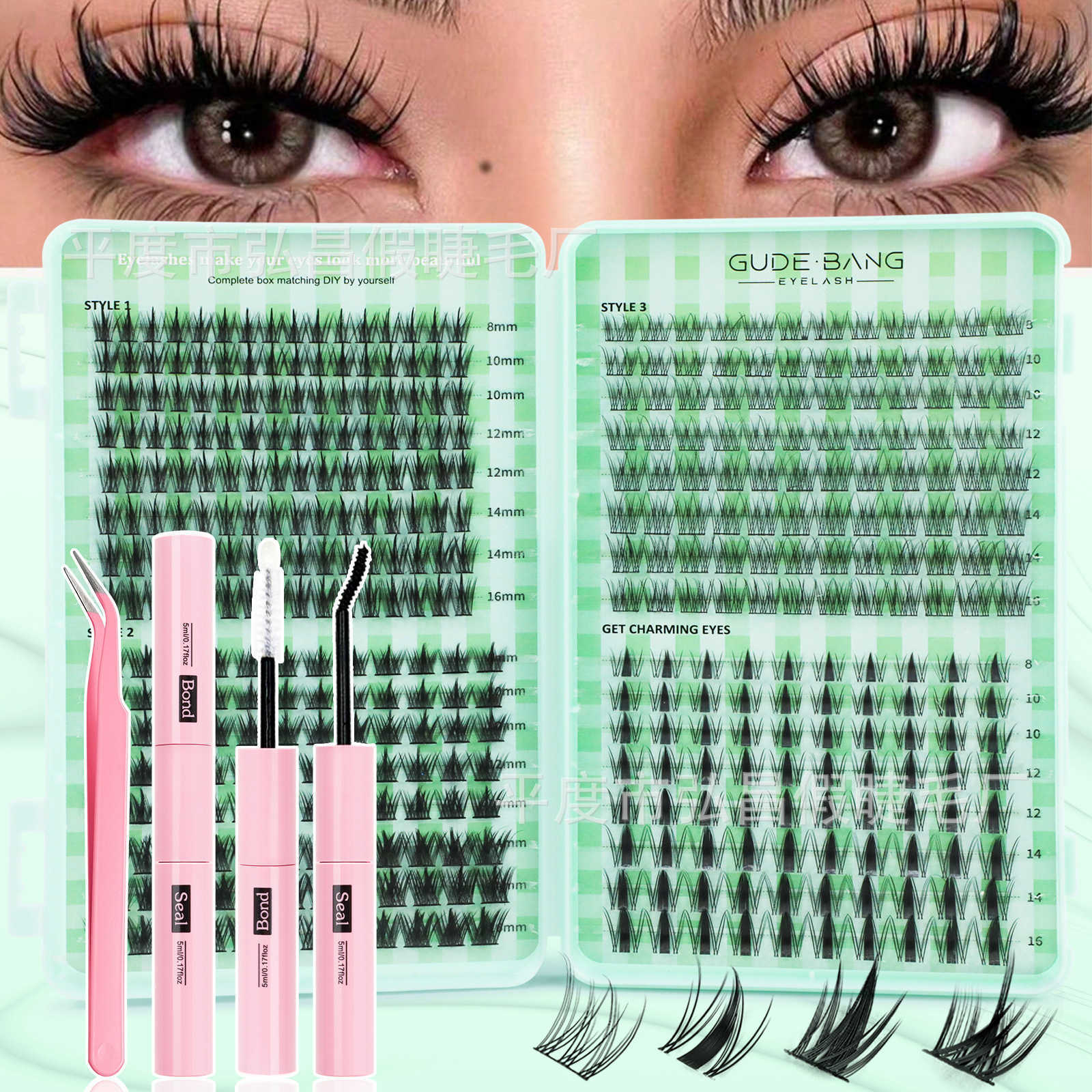 False eyelash set, 400 clusters of eyelash book, DIY single cluster thick hot melt bristles L261014