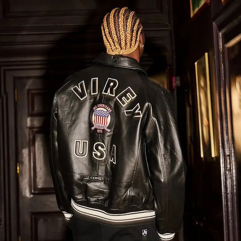 Hip hop american functional style letter embroidered leather jacket loose couple short winter jacket men y2k men clothing 260817 - view 3