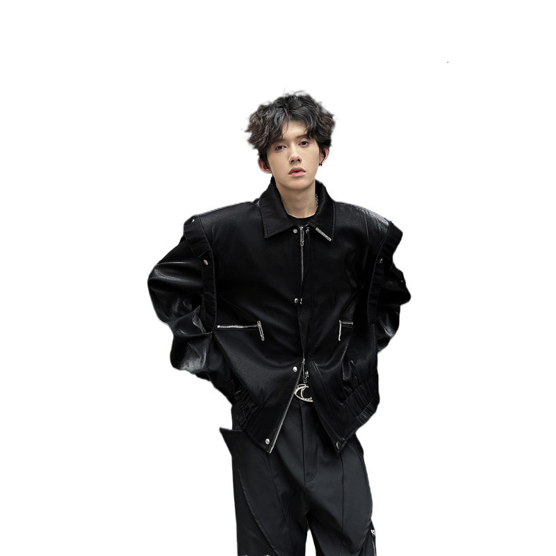 Trend Men Motorcycle Clothing Leather Jacket Short Lapel Pu Outerwear Korean Style Fashion Casual Street Coat 04afea 240725 - view 6