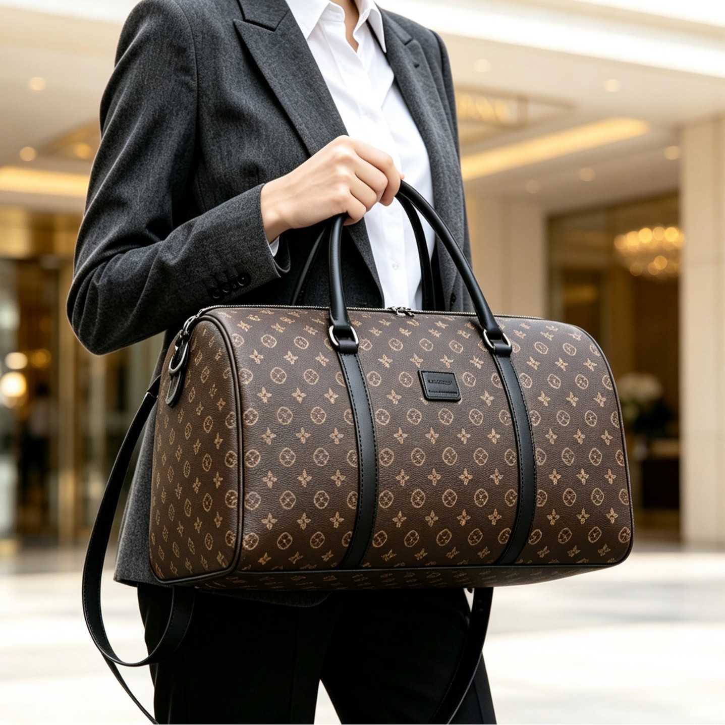 Reversible old-style short-distance travel bag, fashionable leather handbag for storage, travel bag with large capacity and separate compartments H261 - view 3