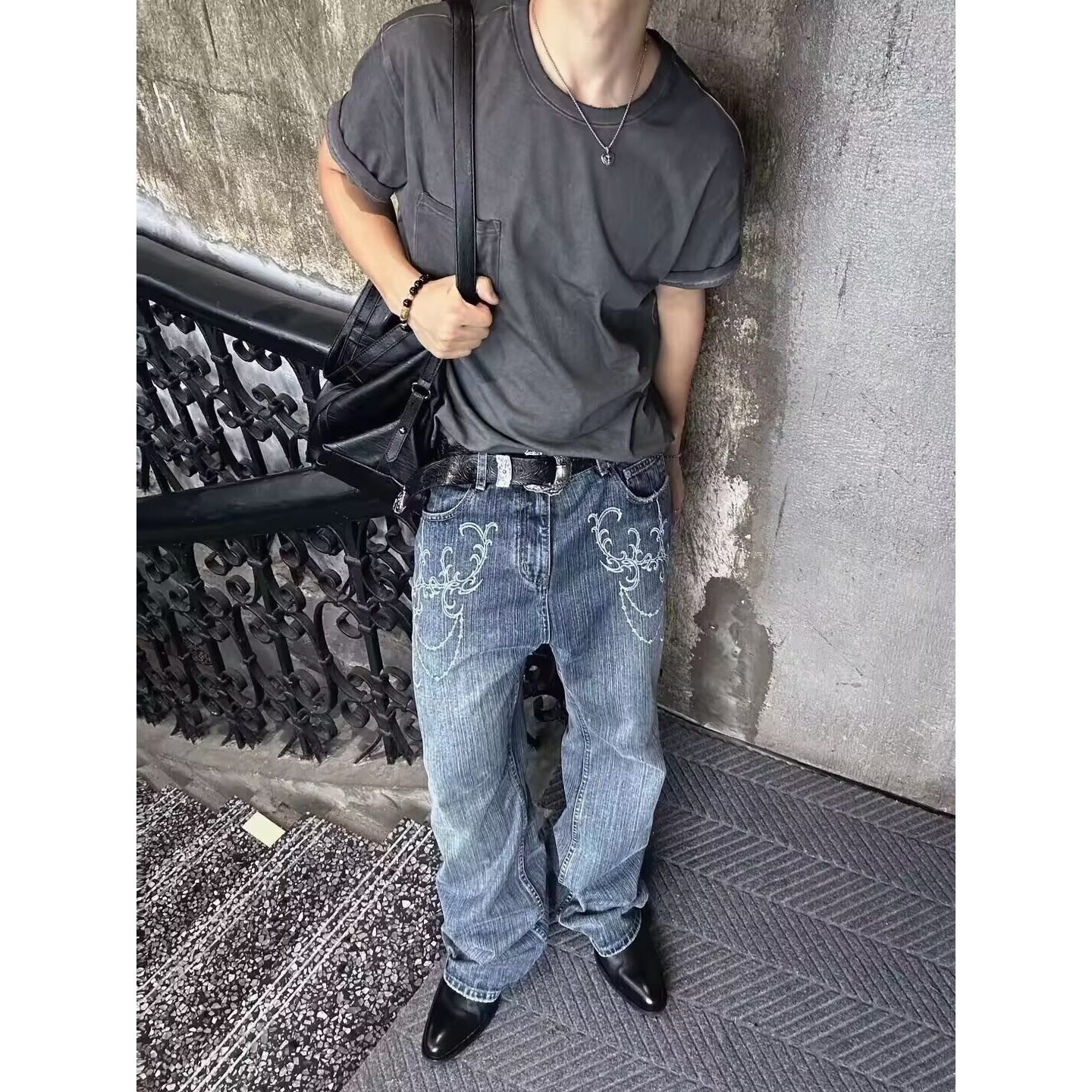 American-style washed boyfriend wide-leg jeans 2026 autumn collection loose-fitting slimming casual floor-length pants 260626 - view 3