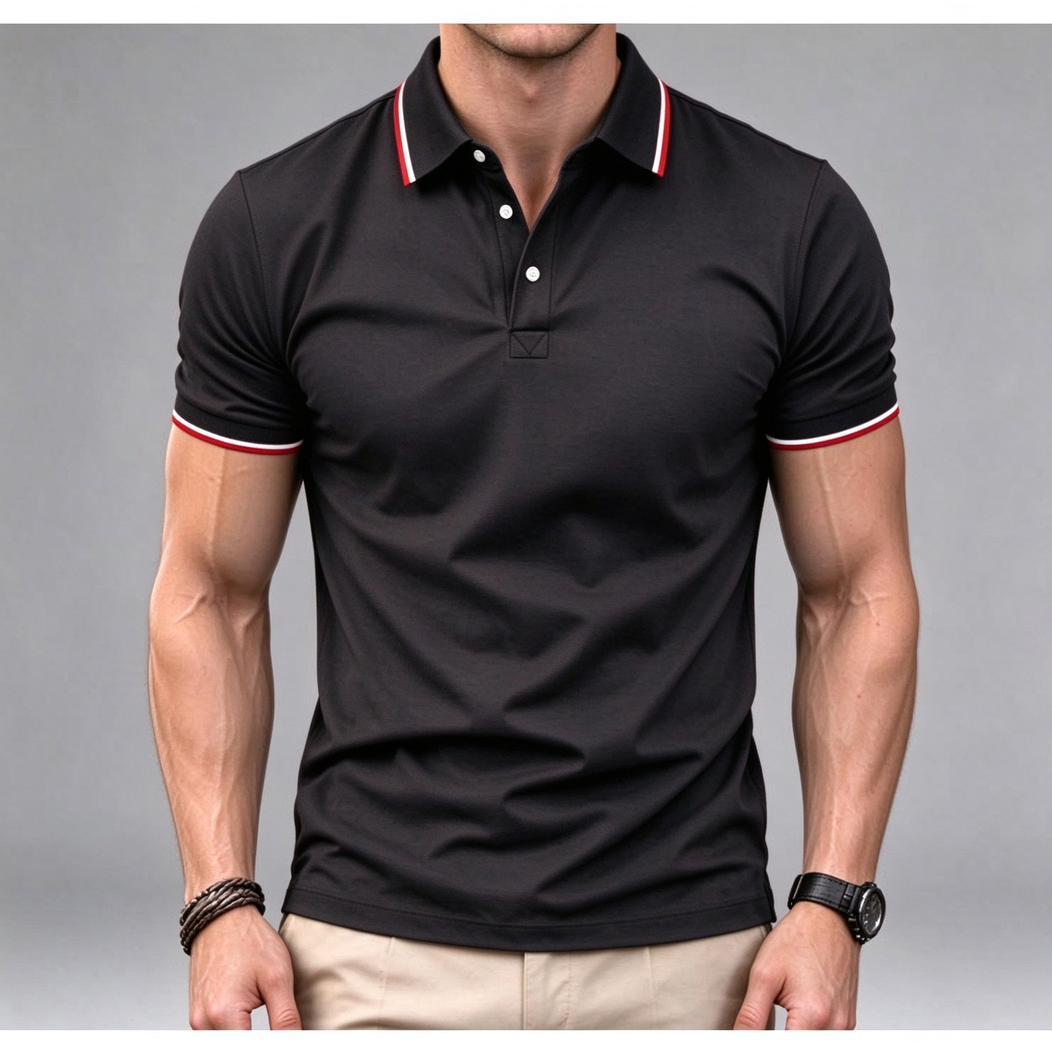 summer men fashion and casual short sleeve printed polo shirt