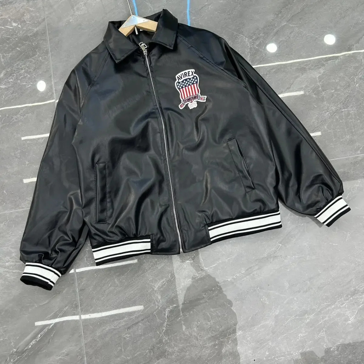 Hip hop american functional style letter embroidered leather jacket loose couple short winter jacket men y2k men clothing 260817 - view 6