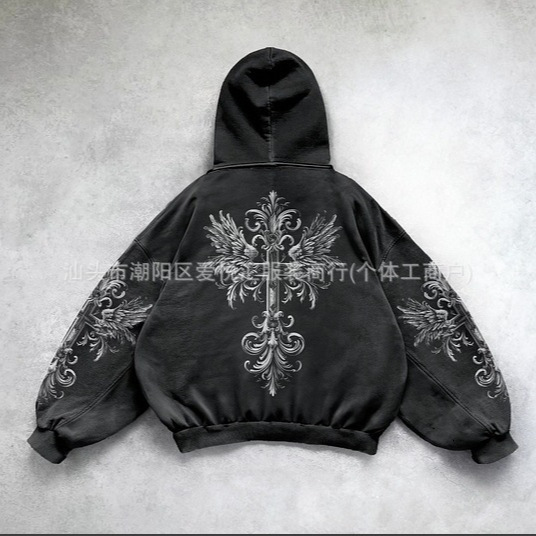 Americanstyle winged star print hoodie unisex versatile sweatshirt springautumn collection 251231 - view 3
