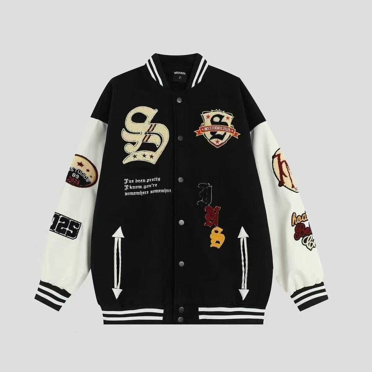 Varsity Jacket Men PU Embroidery Leather Sleeves Oversized Bomber Jackets Women Baseball Coats Streetwear Men Clothing N260905 - view 6