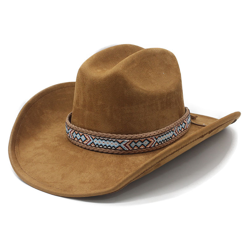 classic suede 95CM large brim western cowboy fedora hat men and women cowboy hat fashion travel party hat sombrero vaquero 251009 - view 6