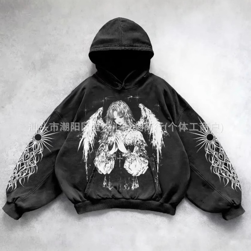 Americanstyle winged star print hoodie unisex versatile sweatshirt springautumn collection 251231 - view 5