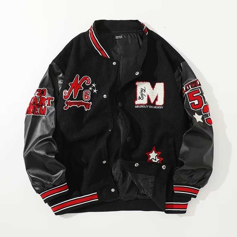 Varsity Jacket Men PU Embroidery Leather Sleeves Oversized Bomber Jackets Women Baseball Coats Streetwear Men Clothing N260905 - view 5