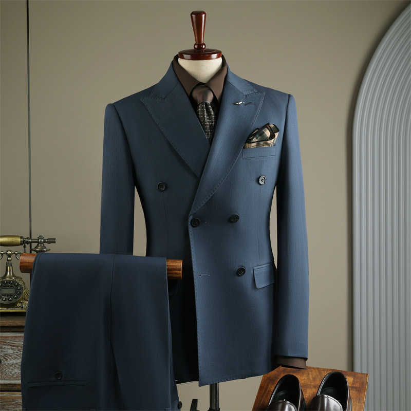 Black Men's Three Breasted Suits 2-piece Set Satin Peaked Lapel Blazer+Satin-trimmed Pants Formal Wedding Evening Party OutfitT260903 - view 4