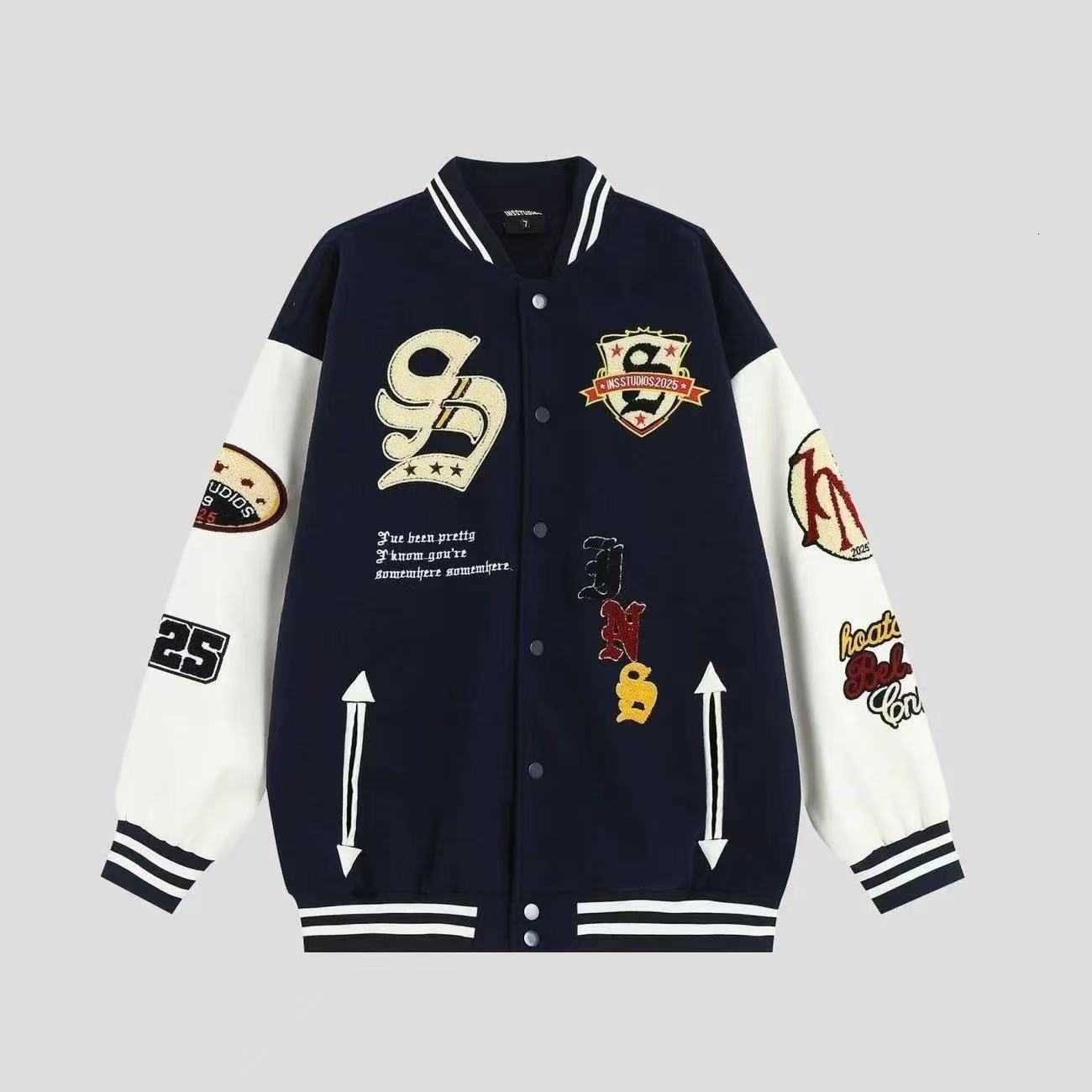 Varsity Jacket Men PU Embroidery Leather Sleeves Oversized Bomber Jackets Women Baseball Coats Streetwear Men Clothing N260905 - view 8