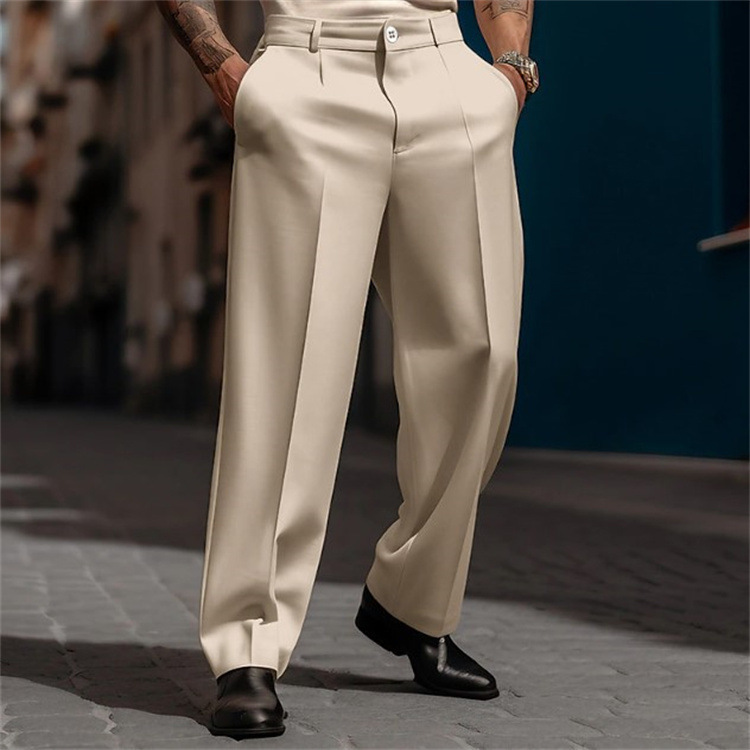 Men's formal slanted pocket straight-leg solid color comfortable breathable outdoor daily casual fashion trousers 260407 - view 6