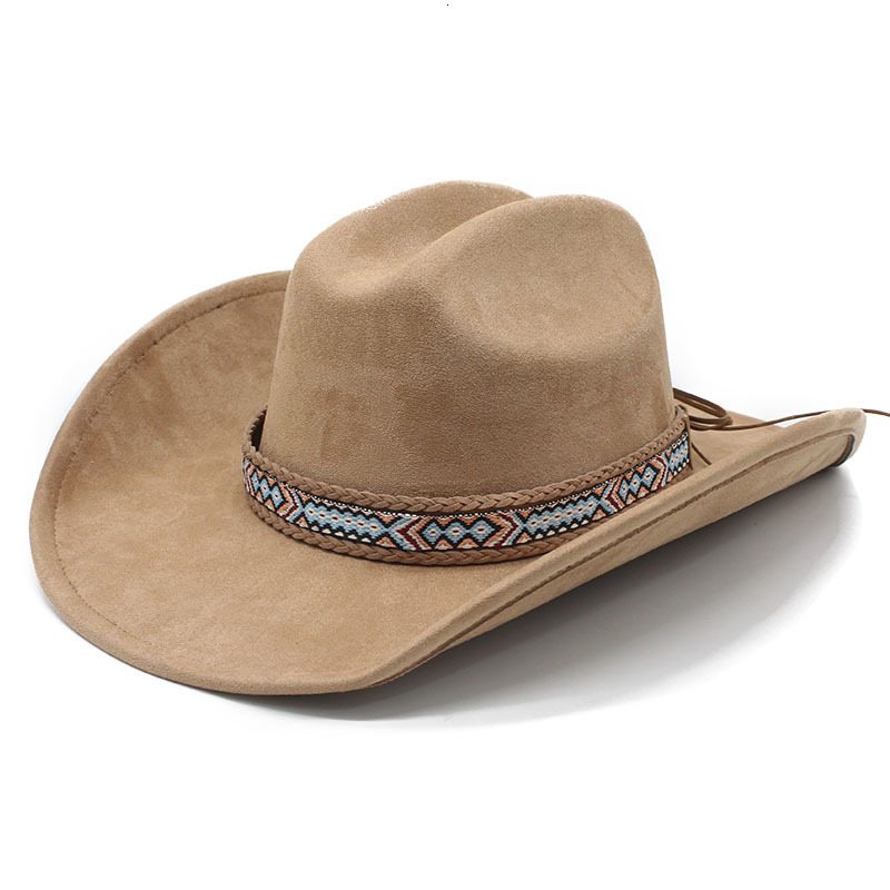 classic suede 95CM large brim western cowboy fedora hat men and women cowboy hat fashion travel party hat sombrero vaquero 251009