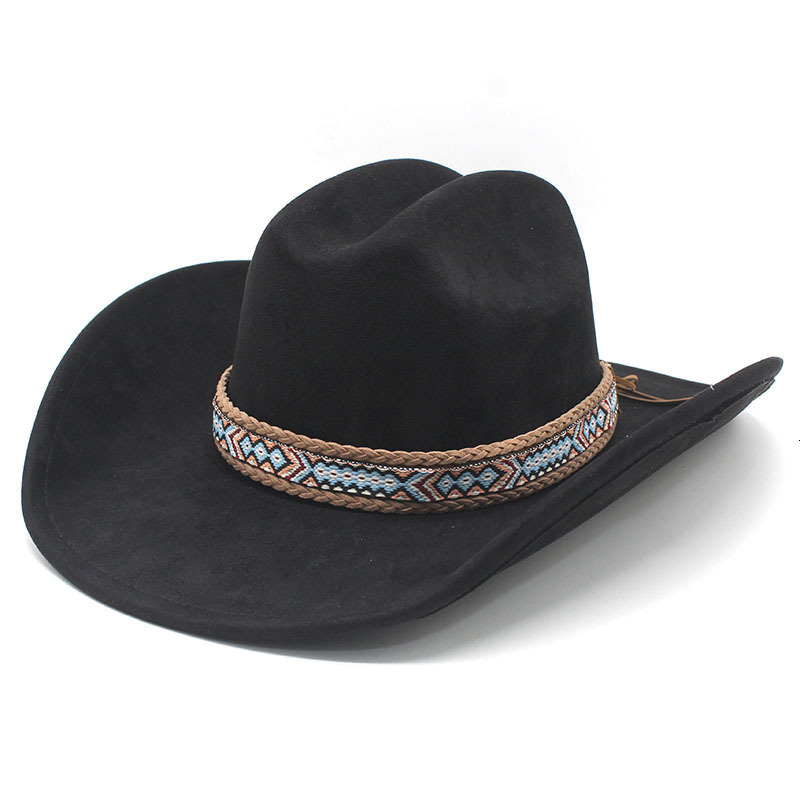 classic suede 95CM large brim western cowboy fedora hat men and women cowboy hat fashion travel party hat sombrero vaquero 251009 - view 3