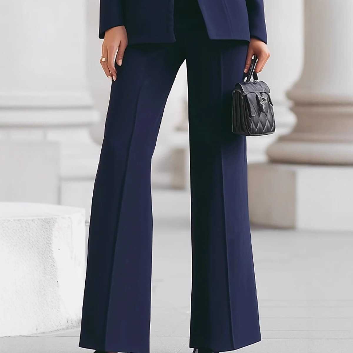 Elegant White Slim Womens Two Pieces Suit Set One Button Jacket Long Straight Pants Sets Office Banquet Wedding Female ClothingT260520 - view 5