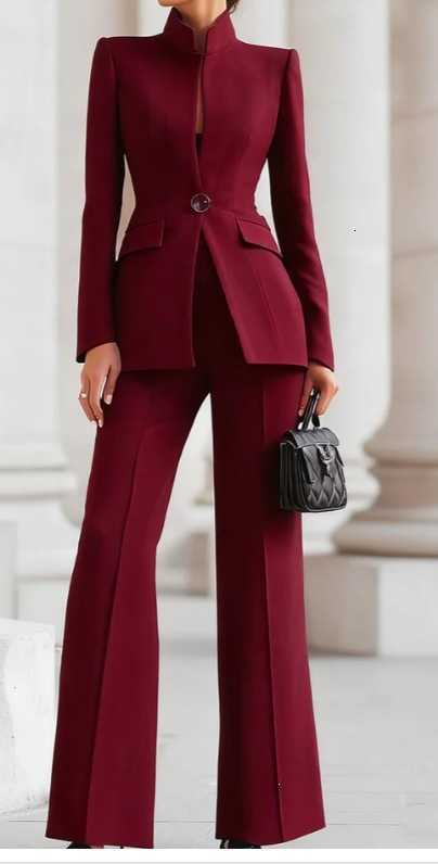 Elegant White Slim Womens Two Pieces Suit Set One Button Jacket Long Straight Pants Sets Office Banquet Wedding Female ClothingT260520 - view 8