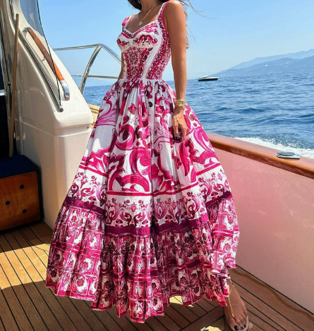 JAMERARY Summer Blue And White Porcelain Flower Printing Cotton Long Dress Women Straps Zipper Elastic Backless Midi Vestidos250222 - view 6