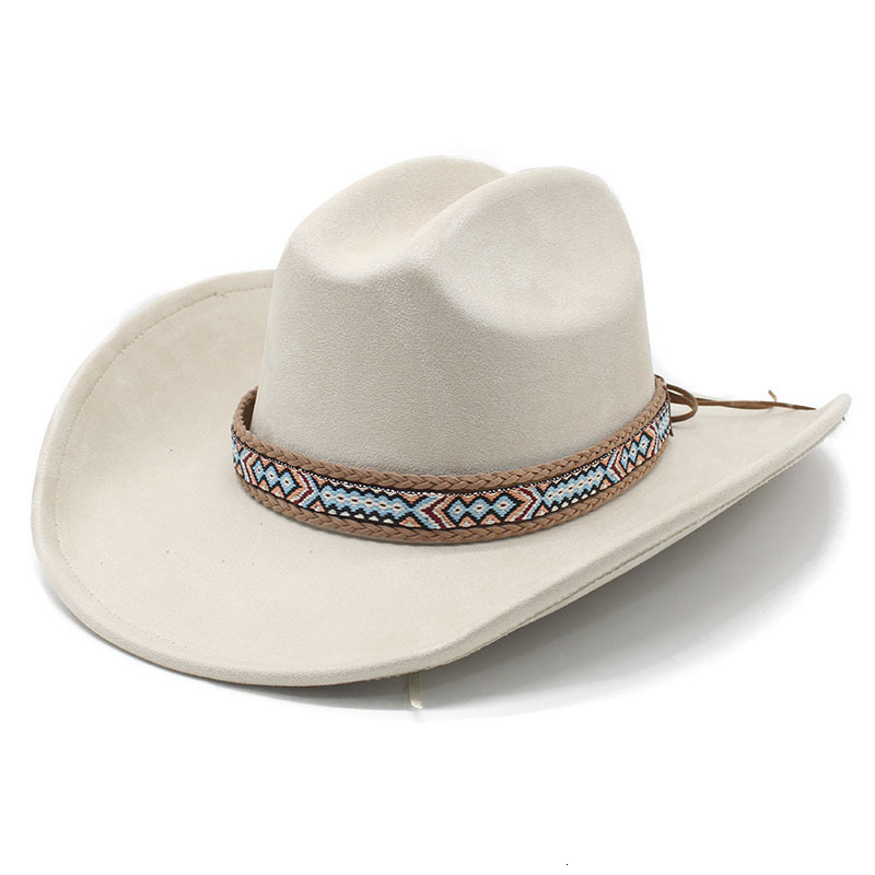 classic suede 95CM large brim western cowboy fedora hat men and women cowboy hat fashion travel party hat sombrero vaquero 251009 - view 4