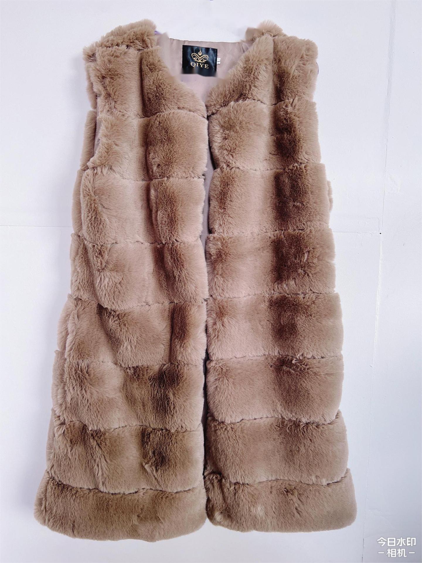 Womens Fur Vest Ladies Elegant Faux Fur Long Winter Jackets Coat Black Sleeveless Waistcoat Body Warmer Outwear 201031 - view 7