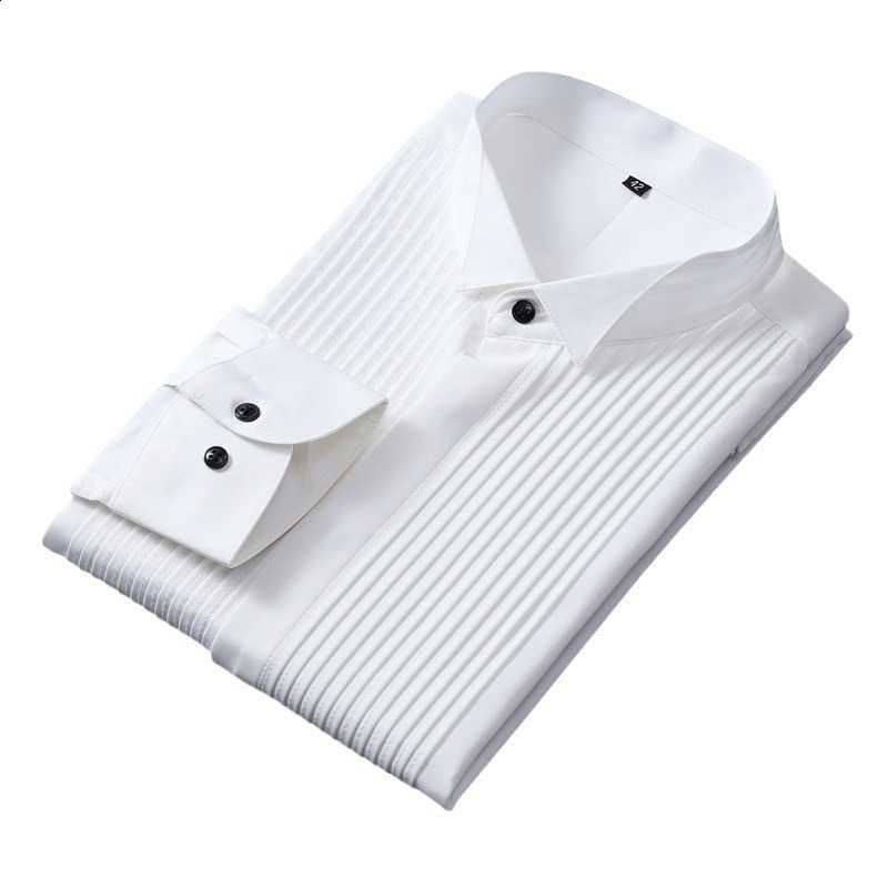 Men's Formal Dress French Cuff Shirt, Bow Tie Shirt, Wingtip Collar, Banquet Groom Groomsman Wedding Shirt L260814 - view 5