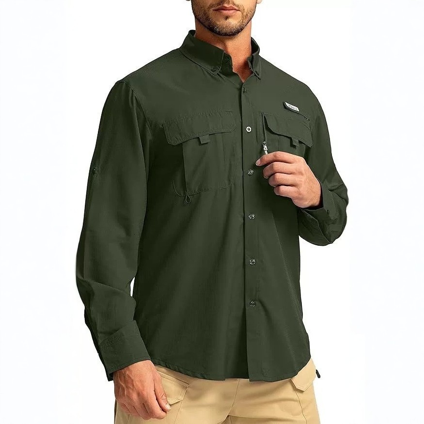 2026 Men's Outdoor LongSleeve Sun Protection Shirt Workwear Style Breathable QuickDrying Casual Solid Color TurnDown Collar Apparel 260127 - view 5