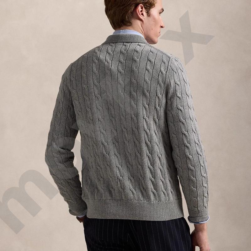 Men Classic Collared Cable Knit Cardigan Button Front Long Sleeve Knitted Sweater Jacket Loose Fit Smart Casual Knit Outerwear For Daily Business - view 4