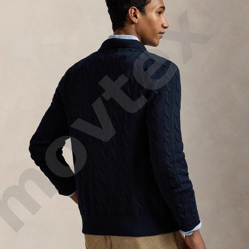 Men Classic Collared Cable Knit Cardigan Button Front Long Sleeve Knitted Sweater Jacket Loose Fit Smart Casual Knit Outerwear For Daily Business - view 5