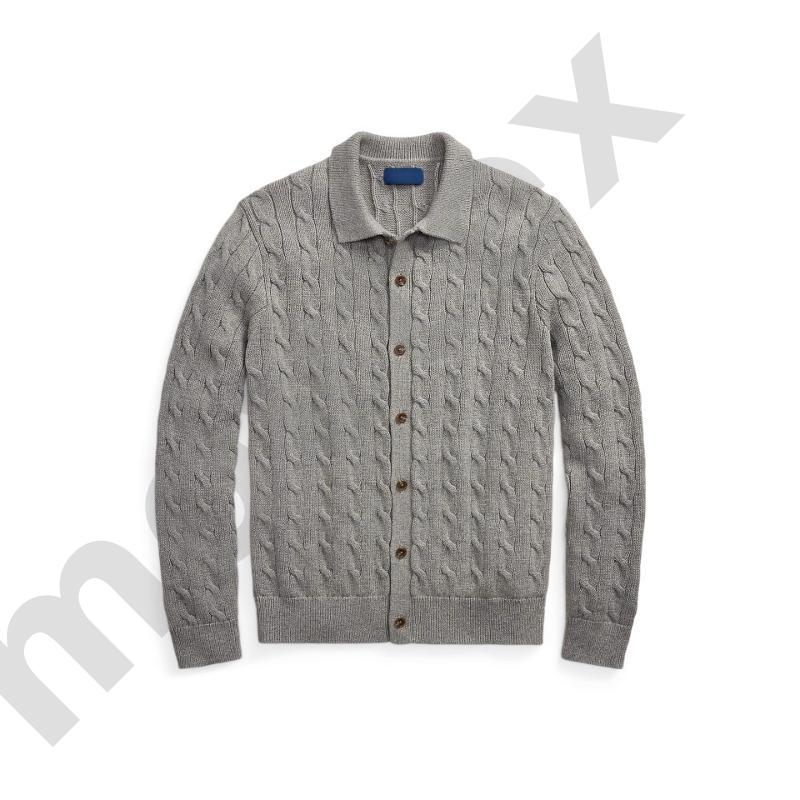 Men Classic Collared Cable Knit Cardigan Button Front Long Sleeve Knitted Sweater Jacket Loose Fit Smart Casual Knit Outerwear For Daily Business - view 7