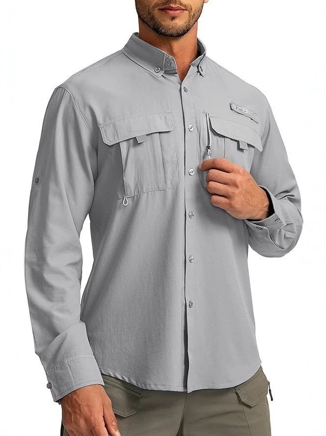 2026 Men's Outdoor LongSleeve Sun Protection Shirt Workwear Style Breathable QuickDrying Casual Solid Color TurnDown Collar Apparel 260127 - view 7