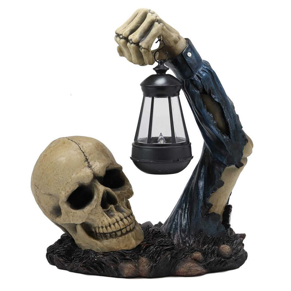 New Halloween Decorative Skull Lantern Resin Craft for Home and Outdoor Decoration Q261017 - view 5